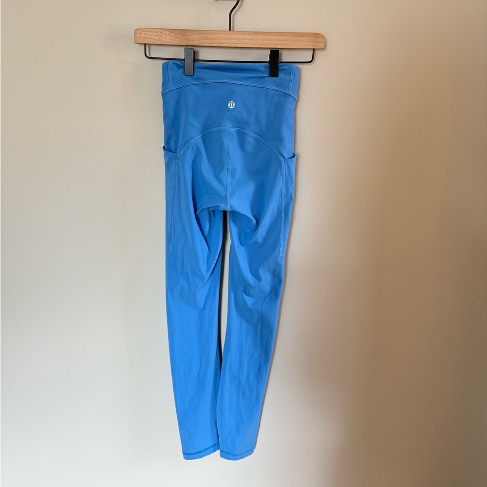 Lululemon • Power Thru High‎ Rise Blue Tight 25" Four Way Stretch Sz 0 Pockets - Picture 11 of 13